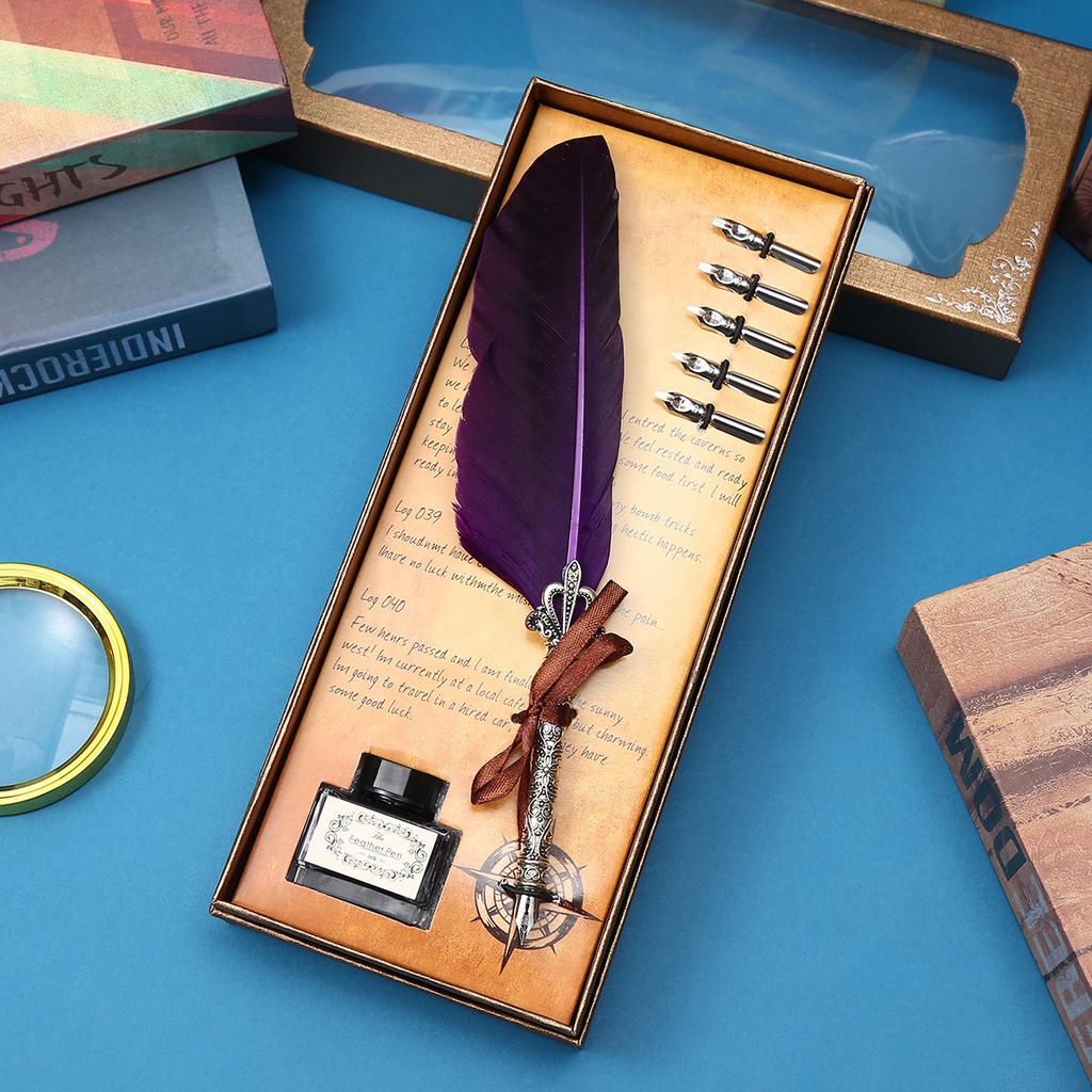 British Quill Set, Water-Dipped Quill Pen Gift Box, Gift Pens For Male And Female Students On Children'S Day