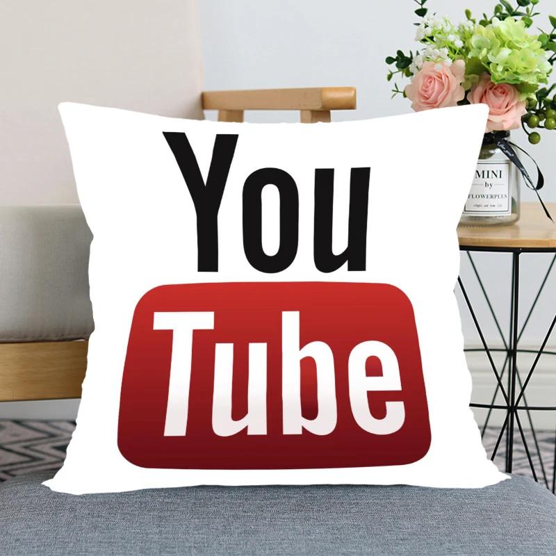 App Logo Youtube Pillowcase Bedroom Home Decorative Pillow Cover Square Zipper Pillow Cases Satin Soft Fabric 40X40Cm 45X45Cm