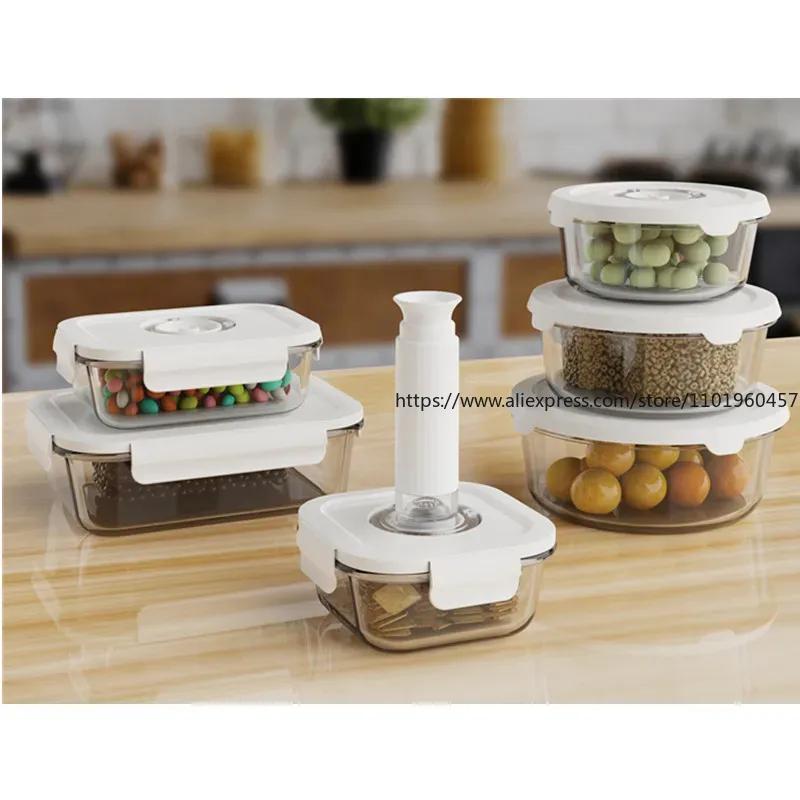 Food Vacuum Storage Box Container with Free Vacuum Pump for Storage Bag Home Outdoor Organizer Kitchen Fresh-Keeping Sealer Tool
