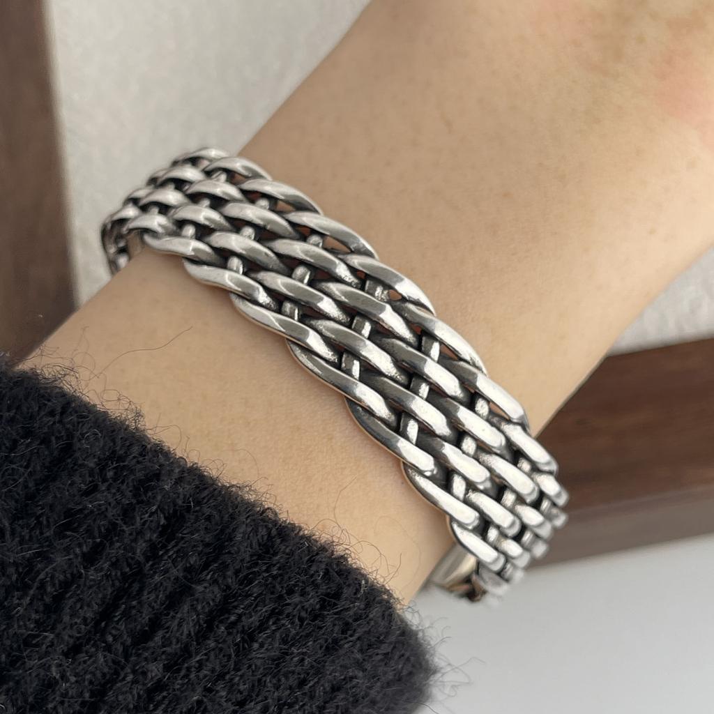Xiaomi 100% Solid 925 Sterling Silver Retro Bracelet for Women Men Vintage Handmade Chain Patern Bracelet Birthday Gift