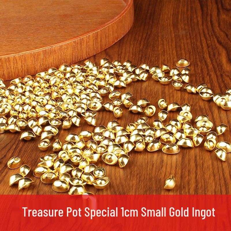 

Орнамент «Горшок богатства» из цельной латуни с маленькими золотыми слитками