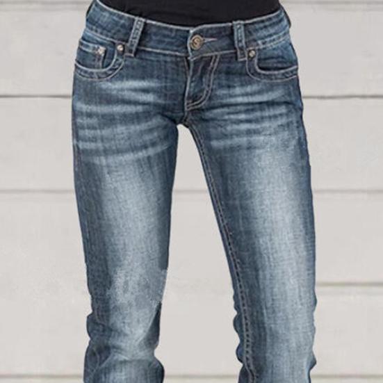 Lav midje slengbukser for kvinner rette ben stretch bootcut jeans boyfriend utvidede denimbukser