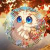 Cute Cartoon Owl 3D Metal Wind Spinner Outdoor Garden Decor Hanging Ornament for Thanksgiving Christmas Patio Decor No Electricity