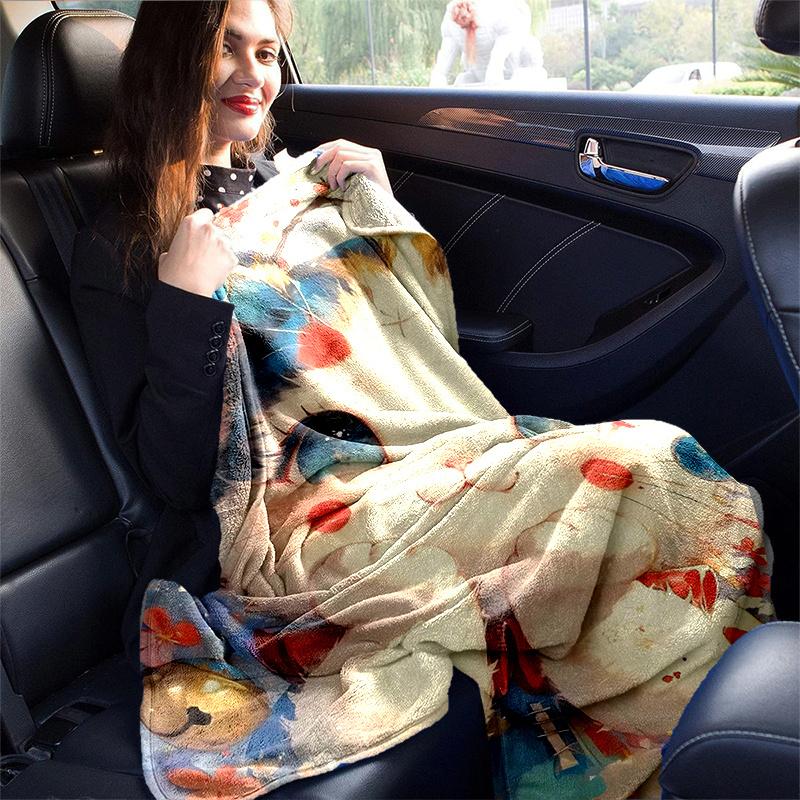 1pc Cute Little Cat Blanket Soft and Warm Home Decor Gift for All Seasons Perfect for Couch, Living Room, Travel, Camping, Car Blankets