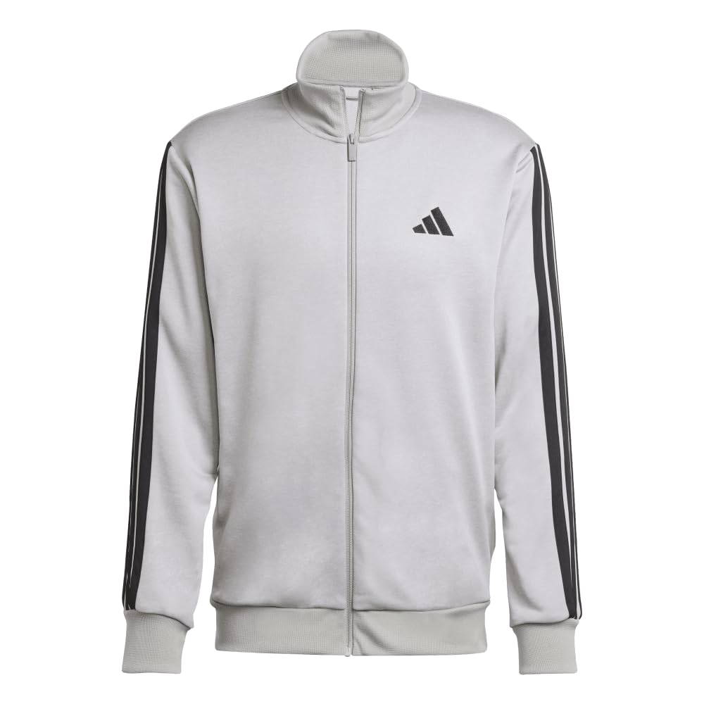 Adidas ECT00 Basic French Terry Tracksuit Medium Gray Gray Heather Solid Gray Sizes Men's 3-Stripes Set, Heather/Medium (JI8876), J/L