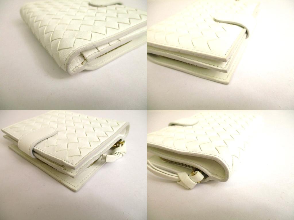 Authentic BOTTEGA VENETA Intrecciato White Leather Bifold Wallet Compact Wallet #9692  Refurbished