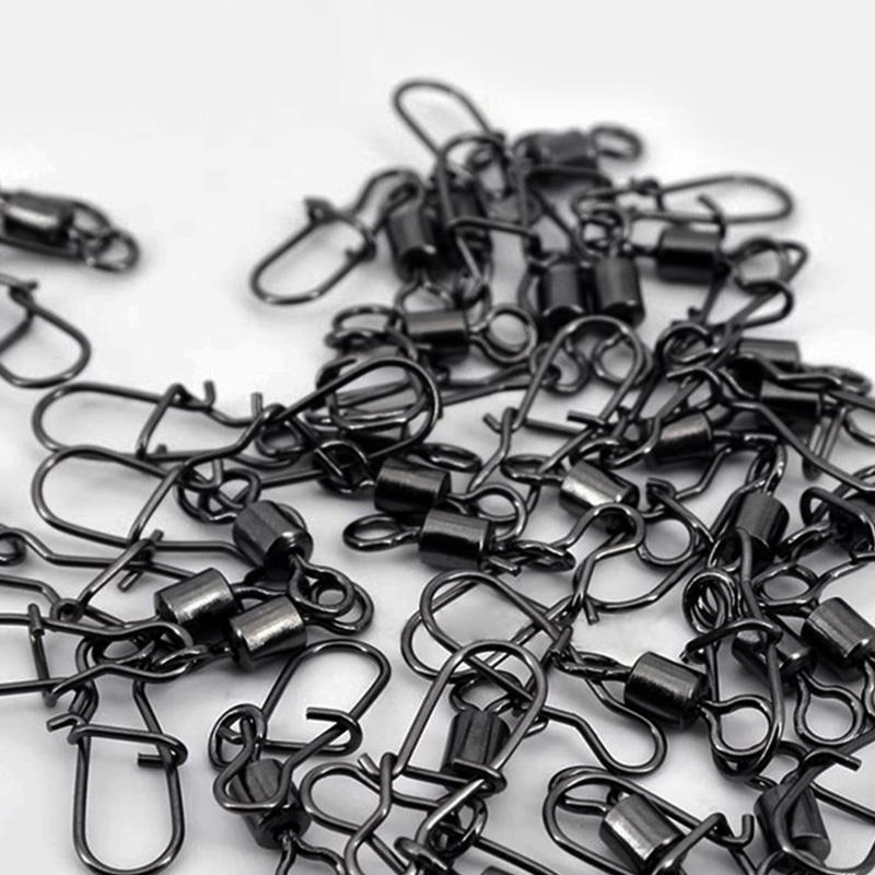 40 Pcs Stainless Steel Fishing Connector Pin Bearing Rolling Swivel Snap In Box Fishing Tackle Accessories For Lure Hook
