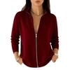 Women S Half High Neck Full Zip Long Sleeve Knit Cardigan Solid Color