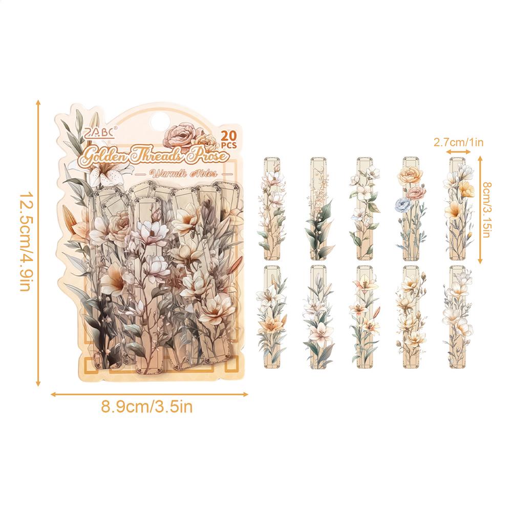 Vintage Flower Stickers 20Pcs Plants Flowers Sticker Pack Scrapbooking Collage Journal Planner Hand Account Stationer Decor