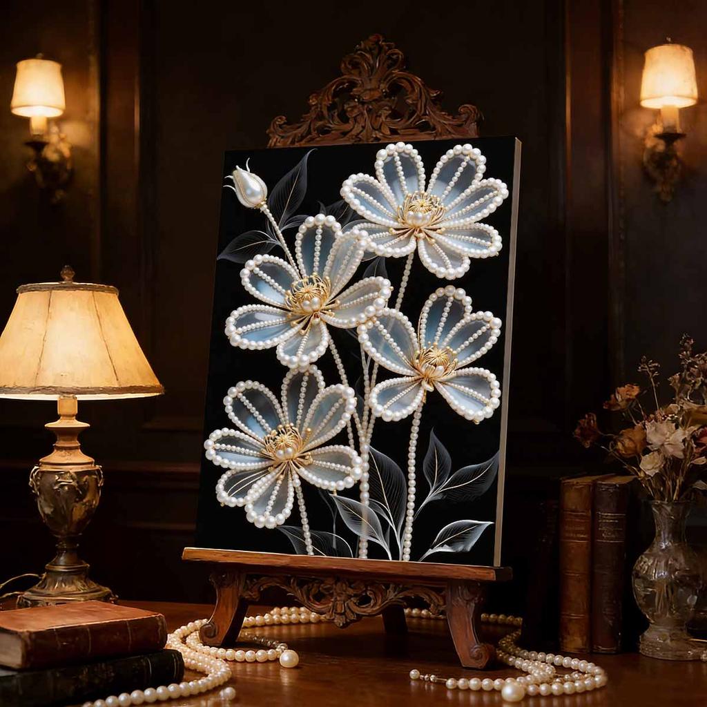 5D DIY Frameless Pearl Painting Daisy Pattern Painting Kit, Suitable for Home Living Room Bedroom and Other Wall Decoration Art Paintings