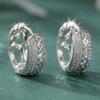 Romantic Hand Carved Hollowed Synthetic Zirconia Hoop Earrings for Women and Men's Exquisite Wedding Jewelry Accessories