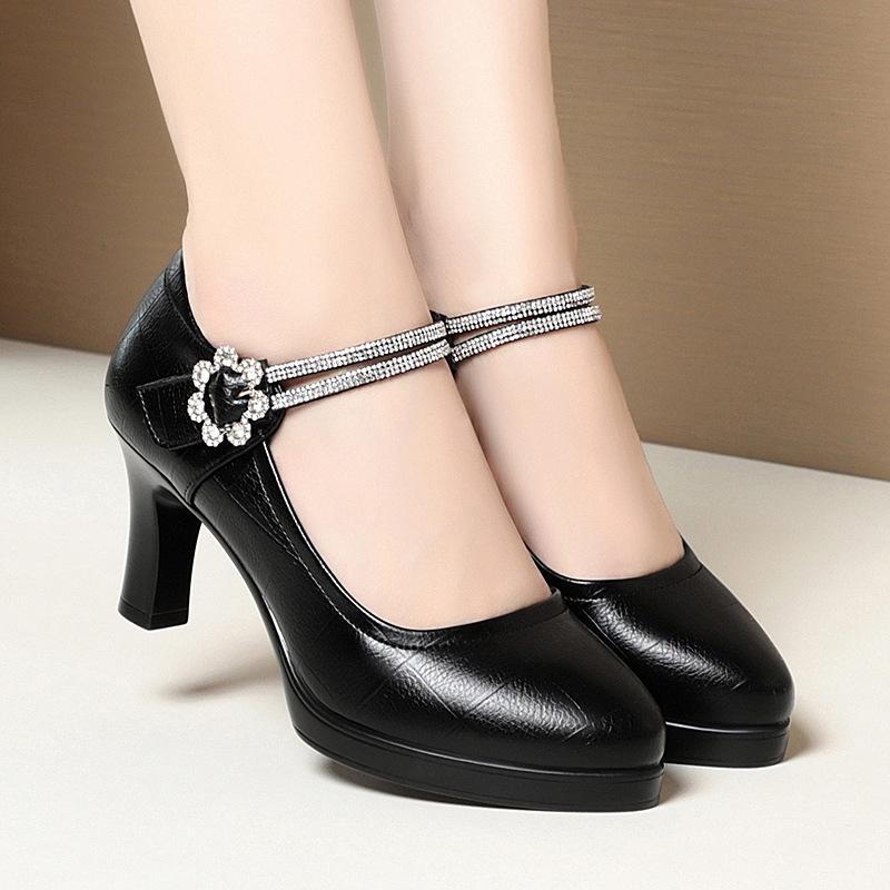 Fashion Women Shoes Women Platform Pumps 2024 Black Mary Janes Soft Leather High Heels Lady Office Wedding Party Dress Shoes