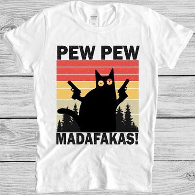 Pew Pew Madafakas Γάτα Γατάκι Κατοικίδιο Λάτρης Γατάκι Τέχνη Meme Δώρο Μπλουζάκι T Shirt M1079