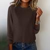 Women's Fashion Casual Solid Color Round Neck Split Hem Raglan Sleeve Long Sleeve Sweater Top