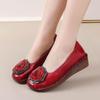 2025 Spring Handmade Genuine Leather Floral Moccasins for Women - Soft Sole, Shallow Mouth, Flat Bottom