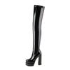 Sexy Elastic Over the Knee High Boots Women Autumn Winter Shoes Punk Heel High Boots For Women Square Toe Dance Shoes Large Size