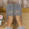 Large size women's spring new round head metal buckle comfortable foot cover single shoes women's shoes