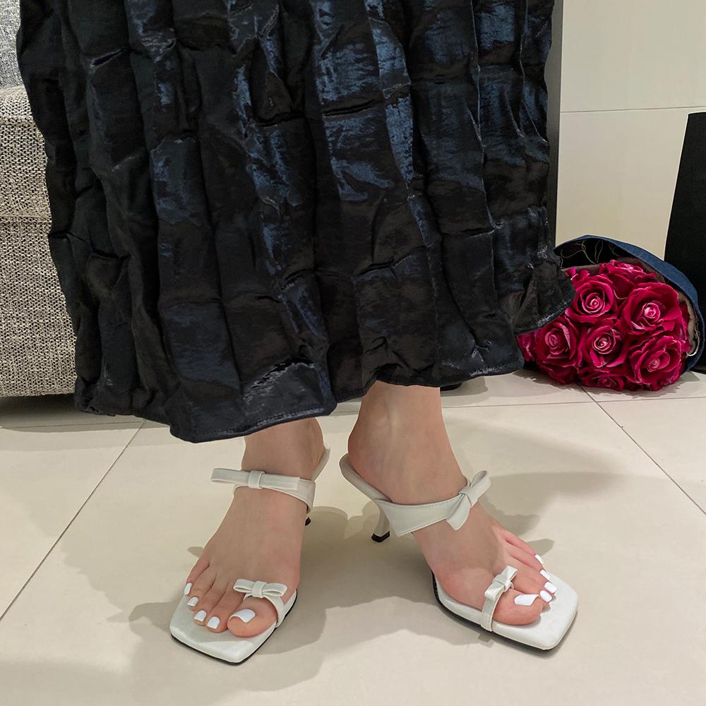 мода Модные женские тапочки Летние уличные шлепанцы Тонкие высокие каблуки Клипса носок — фото 4