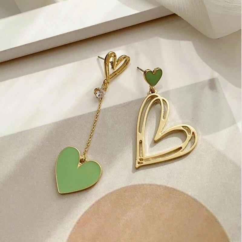 Women Valentine's Red Heart Drop Earrings Gold Plating Brass With Red Epoxy PInk Heart Dot Resin Charm Earring Water Drop Jewely