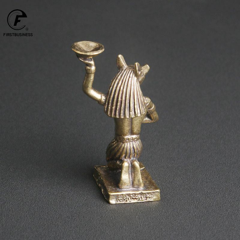 Ancient Egypt Grim Reaper Solid Brass Statue Desk Ornament Antique Figurine Sandalwood Holder Candlestick Crafts Home Decoration