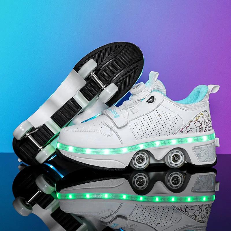 2025 New Roller Skates Students Outdoor Wheel Shoes Multi-functional Sports Shoes 33-43 Size High Quality Roller Skates