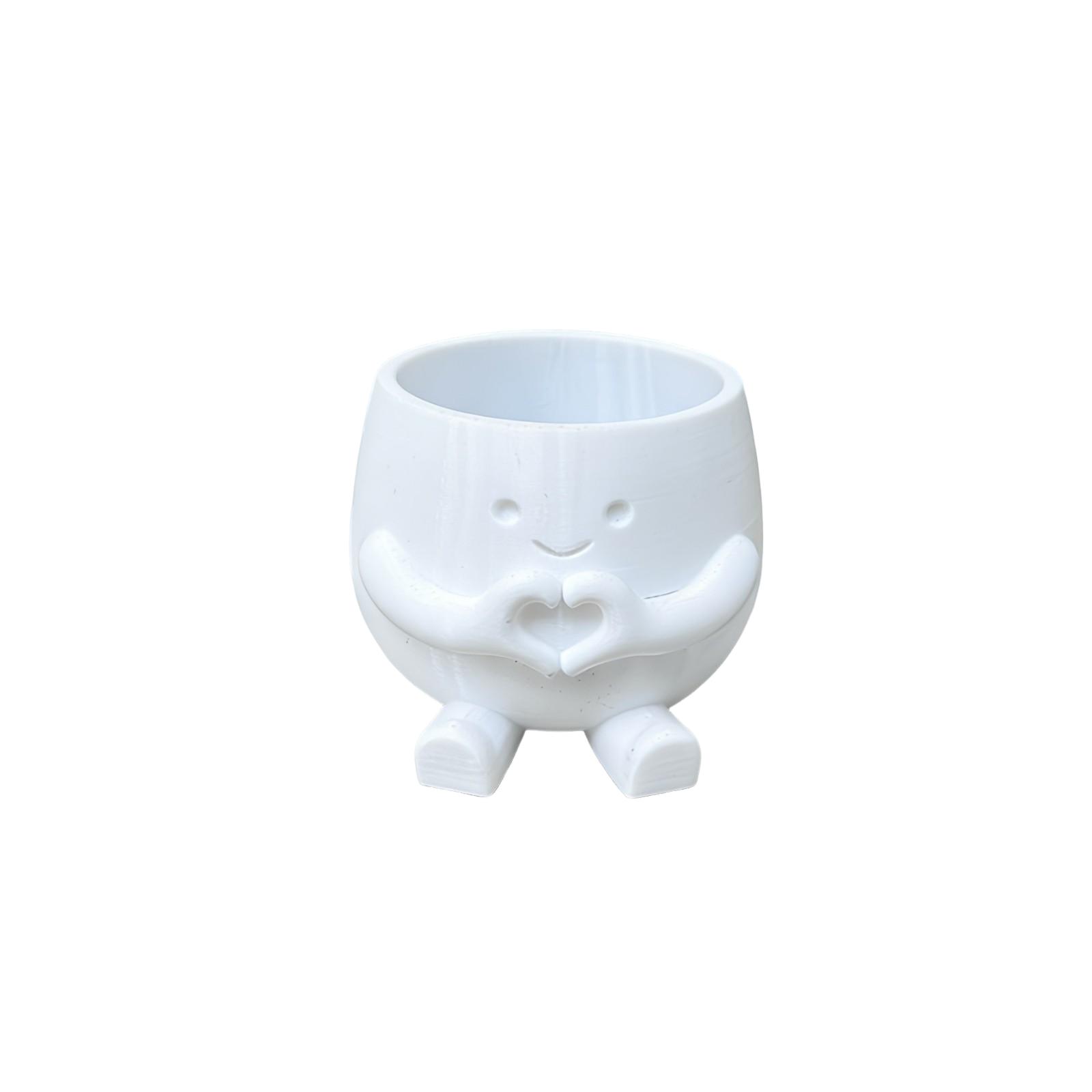 

Ceramic Succulent Planter Pot with Cute Smiling Face Design Creative Desktop Decoration Small Flowerpot for Indoor Plants and Office Desk Use One Size белый