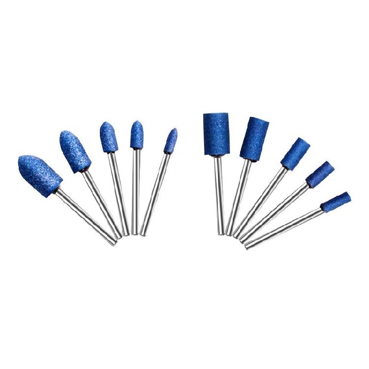 10 Pcs Professional Blue Abrasive Stone Polishing for Head Mounted 3mm Shank Too