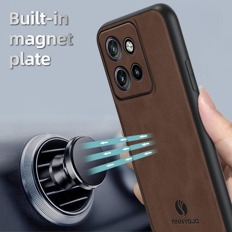 Matte Einfache Lederhülle Für Moto Edge 50 Neo 50 Fusion Edge50 Ultra Pro 40 Neo Edge Eingebauter Metall Halter für Auto Halterung Abdeckung