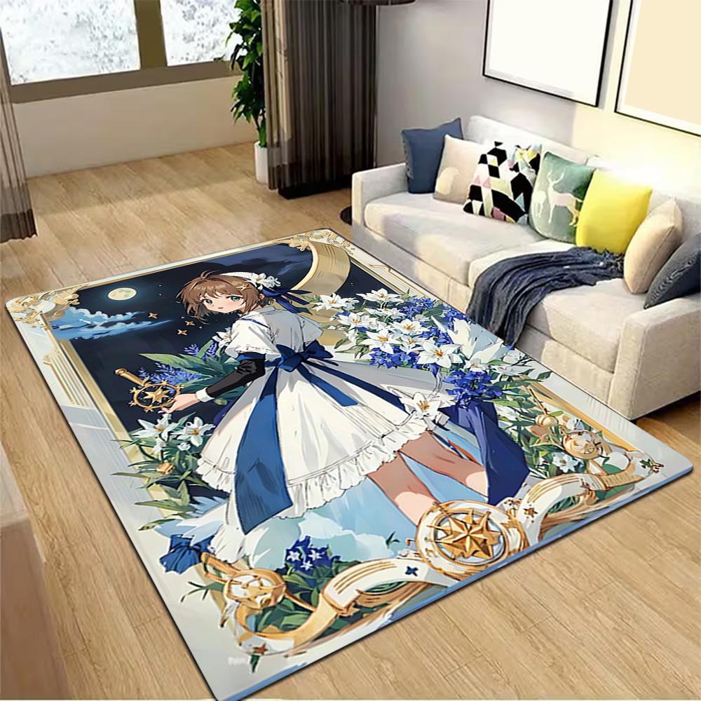 Elegant Blue Floral Dress Decoration,Carpet,Living Room,Bedroom, Non-slip,Square rug