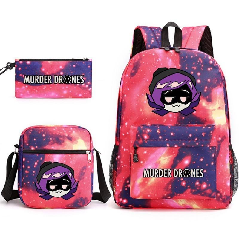 Murder Drones Themed 3-Piece School Set: Backpack Shoulder Bag Pencil Case Teens