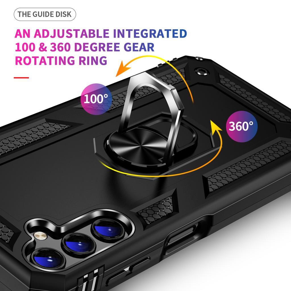 For Samsung Galaxy A14 5G/4G Military Grade Shockproof Phone Case Ring Kickstand Design PC+TPU Drop-proof Cover