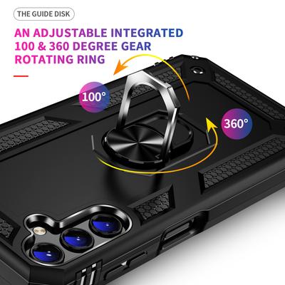 Für Samsung Galaxy A14 5G/4G Militärischer Stoßfester Handyhülle Ring Ständer Design PC+TPU Sturzsichere Abdeckung