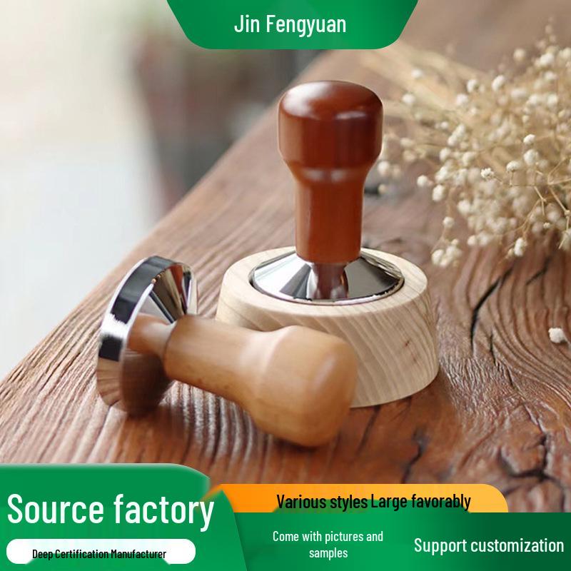 Solid Beech Wood Coffee Tamper with Custom Thread Size and Rosewood Handle Custom Thread Size