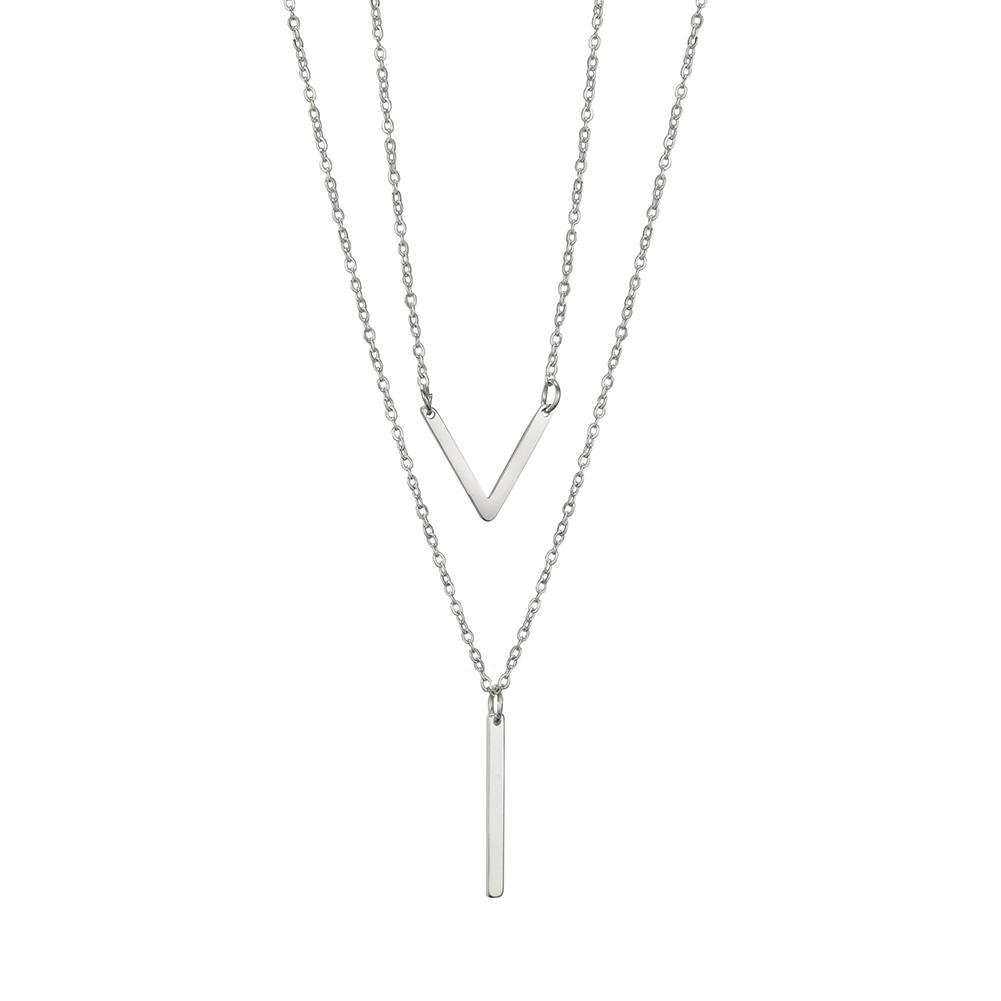Geometric Round Heart Choker Necklace for Women Stainless Steel Minimalist Simple Clavicle Neck Chain Jewelry