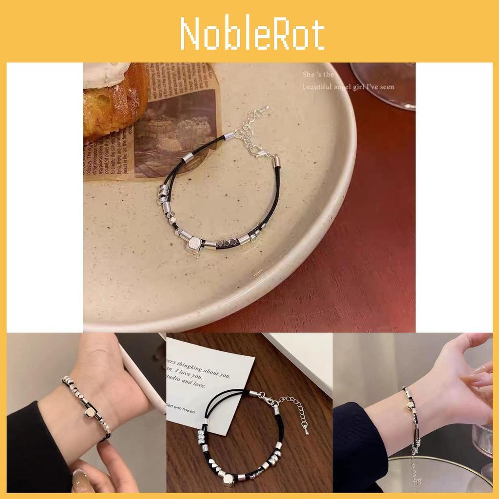 Silver Geometric Unique Square Leather Bracelet For Men And Women 2024 Summer