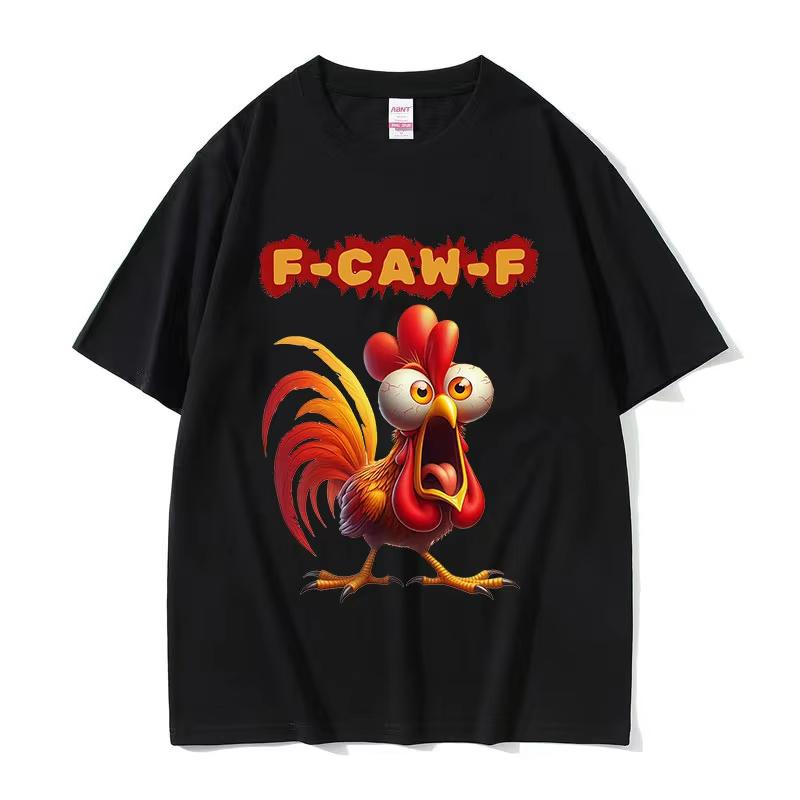 F Caw F Chicken Vtipné kohoutí meme Tričko Pánské Dámské Vintage Vysoce kvalitní Trička z čisté bavlny Letní Ležérní Nadměrné tričko