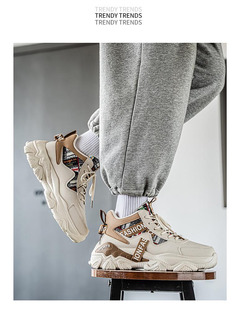 Men's Height-Increasing High-Top Sneakers - Trendy, Versatile, Thick-Soled Casual Running Shoes.