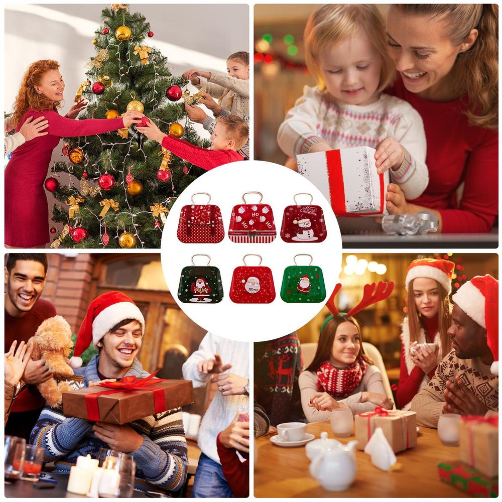Christmas Cookie Tins Candy Box Cookie Tins 6pcs Candy Jar Cookie Container Cookie Boxes Tin Box Food Storage Container For