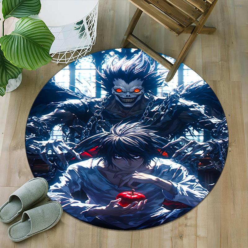 1pc D-Death Note  Carpet, Round Rug, Comfortable, Suitable for Entryways, Living Rooms, Office, And Bedrooms, Christmas Decoration
