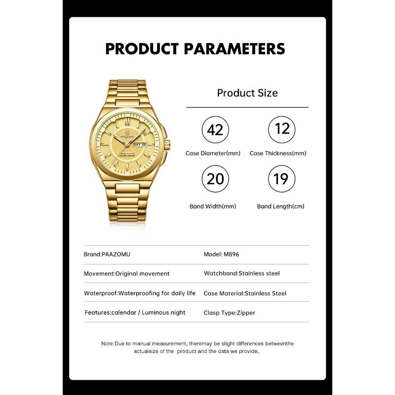 Fashion Classic Man Watch Waterproof Luminous Date Week Luxury Men Watch Stainless Steel Quartz Business Men's Watches