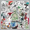 50pcs Creative Skull Stickers: Art Style Horror Bones for Planners and Stationery