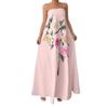 Women's Strapless Maxi Dress Floral Print High Waist A Line Elegant Evening Dress