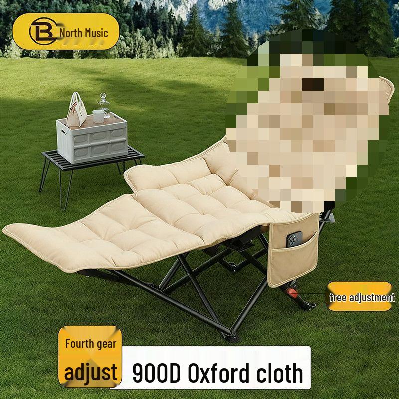 Cotton-Padded Adjustable Outdoor Folding Lounge Chair and Stool
