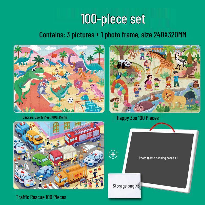 Chengchen Kids Cartoon Framed Jigsaw Puzzle Set