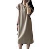 Women T-shirt Dress Round Neck Short Sleeve Loose Fit Casual Dress Solid Color Design Summer Dress Daily Wear