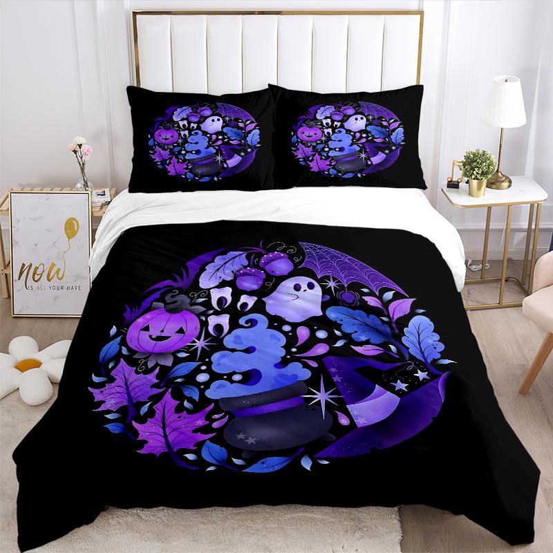 3pcs Ghost Pumpkin Halloween Ideas Print Cover Set Ultra Soft, Breathable, and Comfortable Bedding with Stylish Design for Bedroom and Guest Room