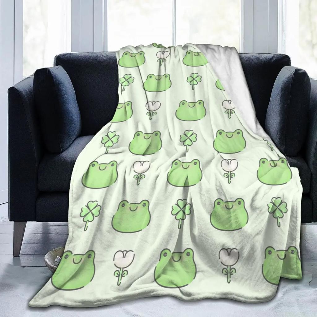 Frog Blanket Soft Warm Lightweight, Kawaii Frog Throw Blanket Cozy Plush Warm Blankets for Women Men Boys Girls Gifts King Size