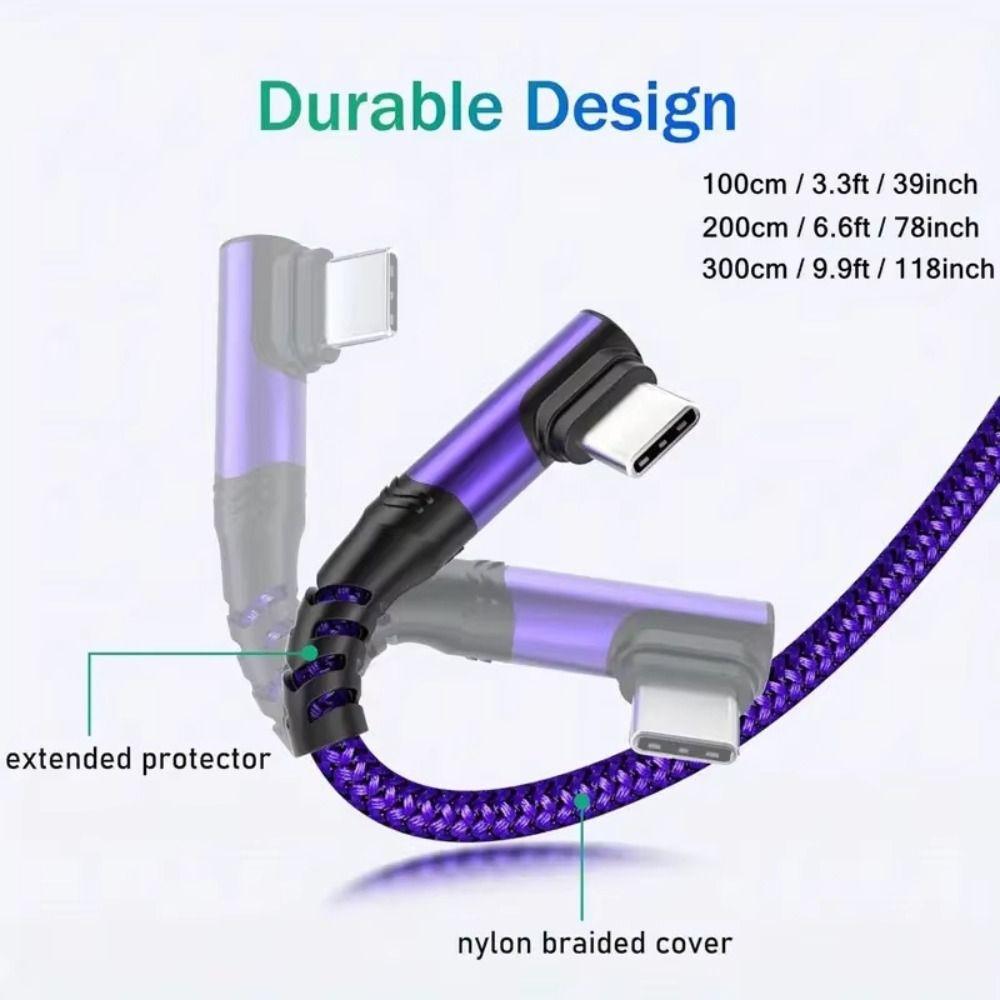60W Power 90 Degree Elbow Cable 10Gbps Speed Nylon Braided Cable Fast Charging Cable Fast Charging