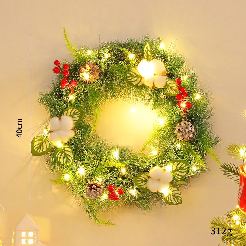 LED Christmas Wreath with PVC Pine Cones – Elegant Hanging Holiday Decoration for Windows