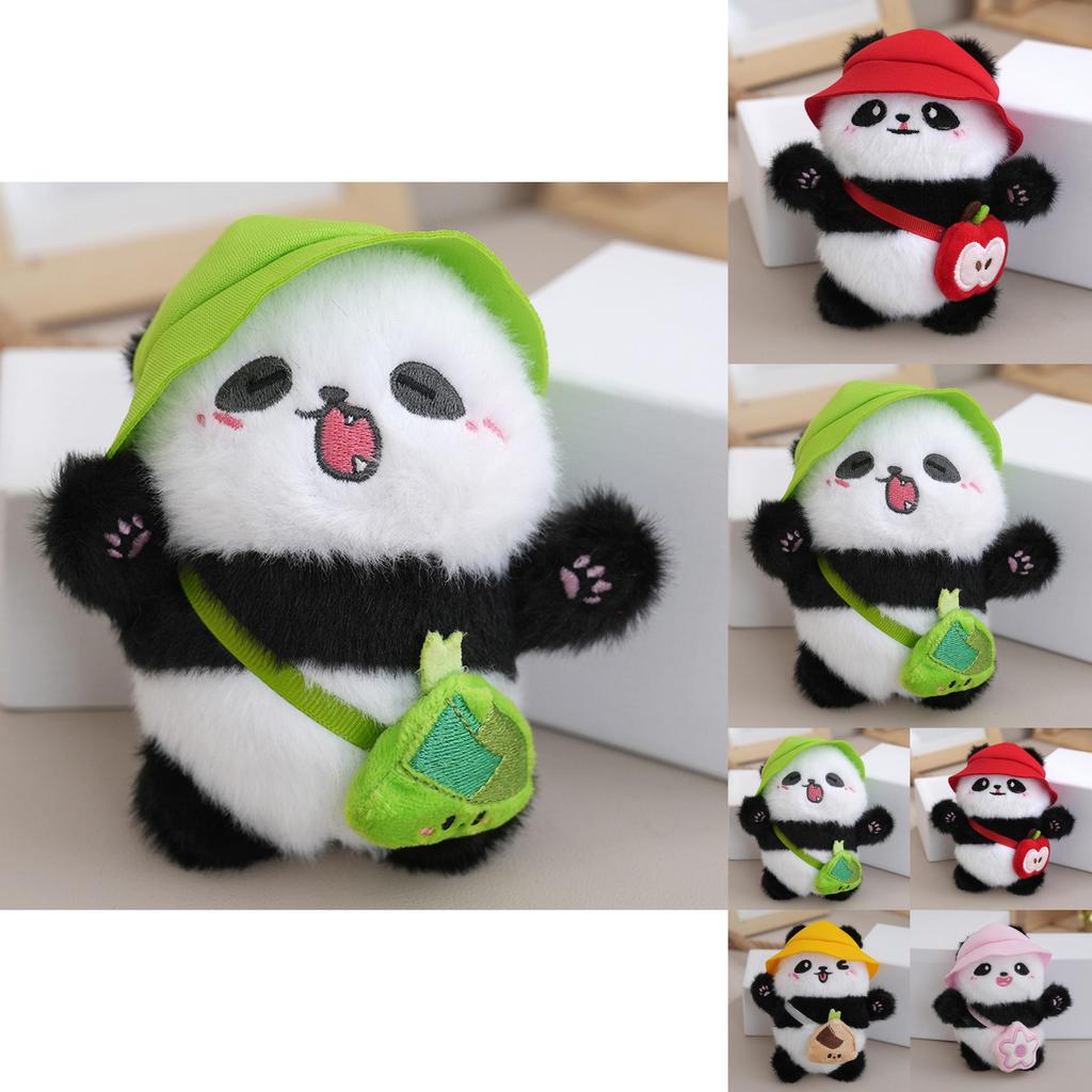 Lovable Tiny Plush Panda Backpack Keychain Colorful Cute Stuffed Toy Charm